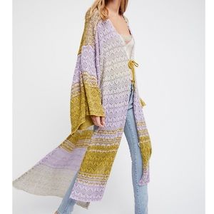 Free People Midnight Reflections Long Knit Kimono